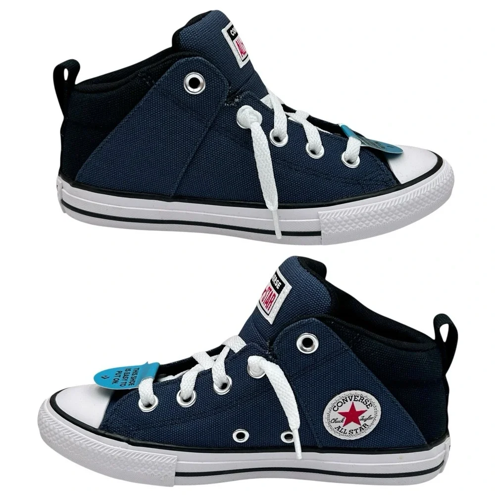 Converse Chuck Taylor All Star Youth Boy's Slip on Shoes Size 2 Navy Blue-Black